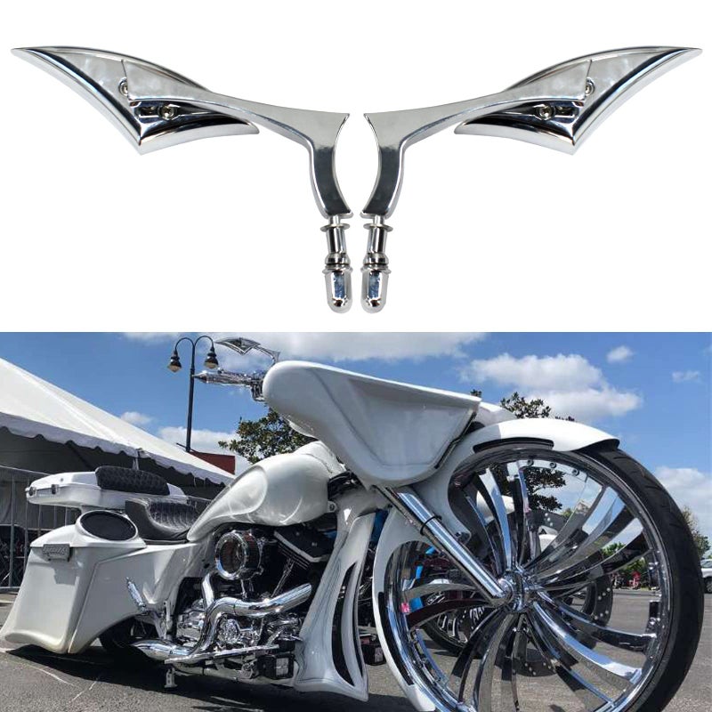 MISS MOLY Pair Motorcycle Chrome Side Mirrors for Sportster XL 883 1200 Road King V-Rod Street Glide Electra Glide Dyna Softail 1982-2018 - Image 1